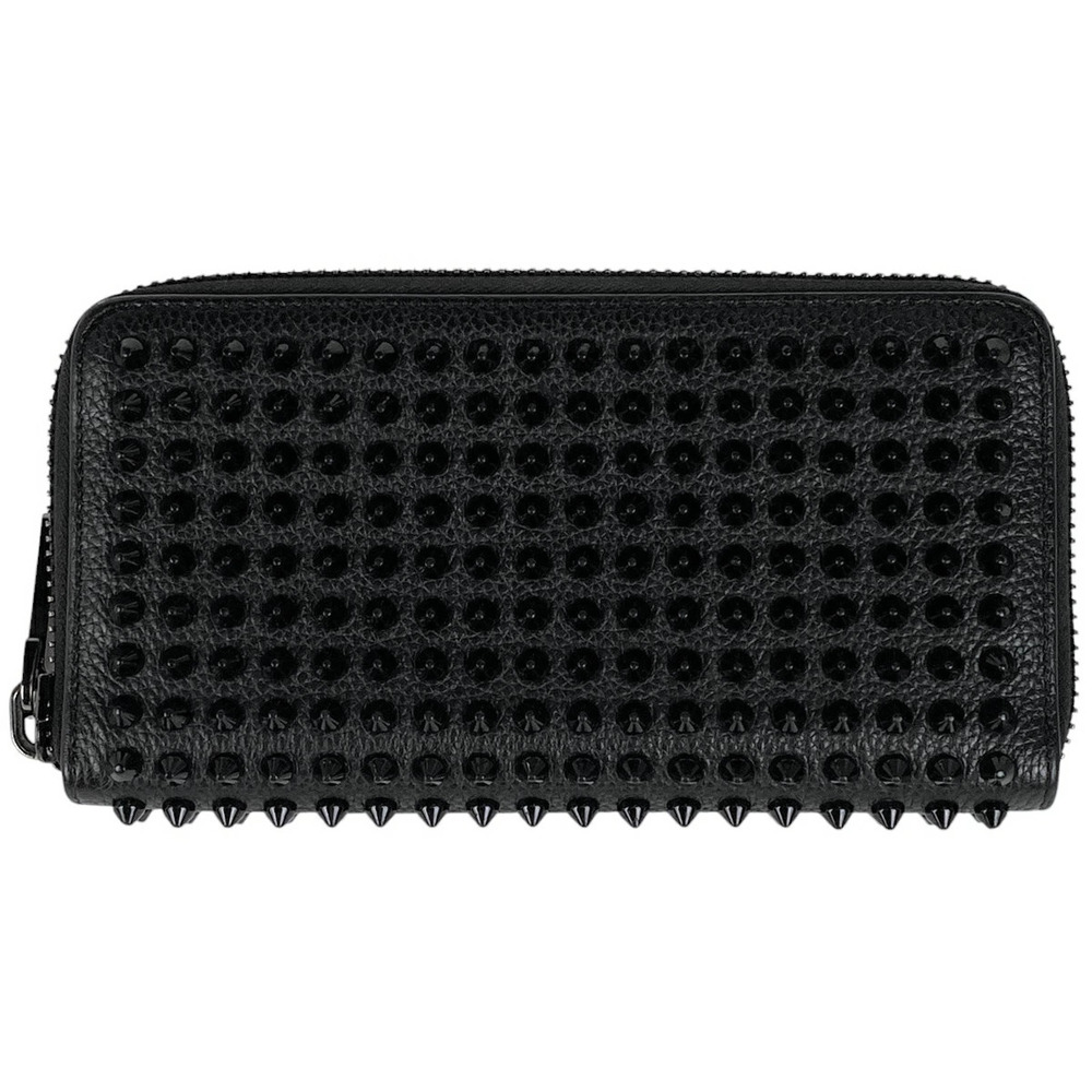 Christian Louboutin Panettone Round Zip Long Wallet Studded Leather Black